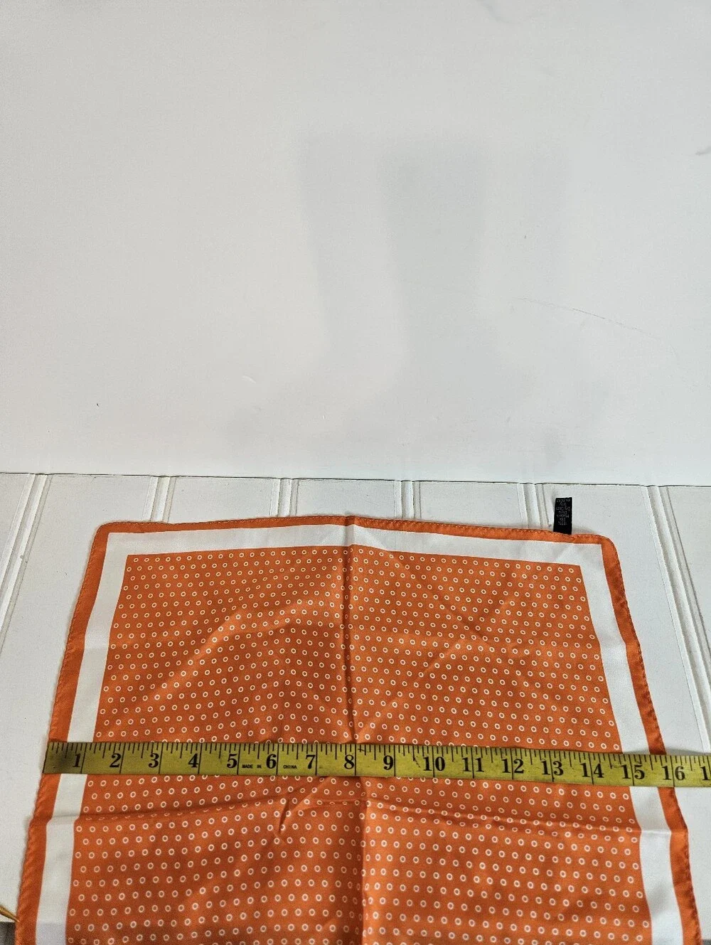 Stafford Silk Scarf OS Geometric Polka Dot Pocket Square Bandana Orange White